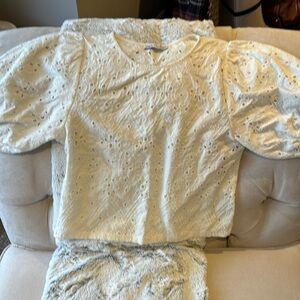 Zara cropped eyelet blouse in m statement sleeves